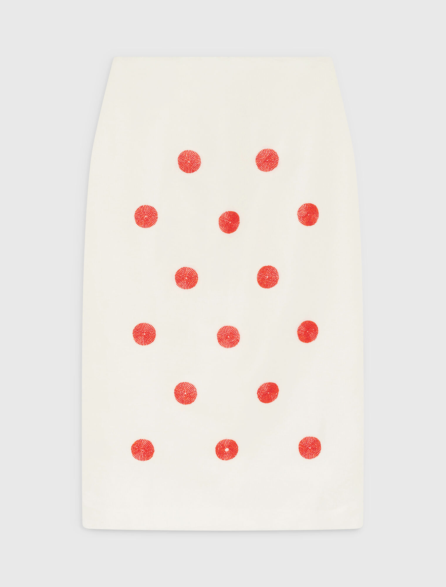 Embroidered linen-silk pencil skirt White For Women | Maje