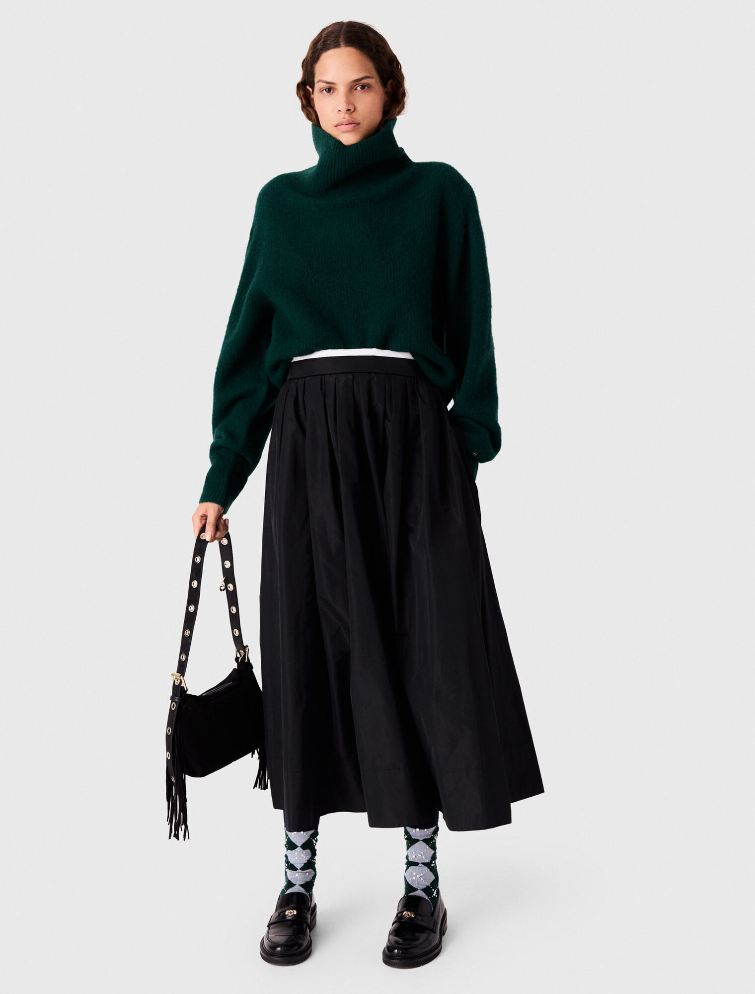 maxi skirt with contrast waistband