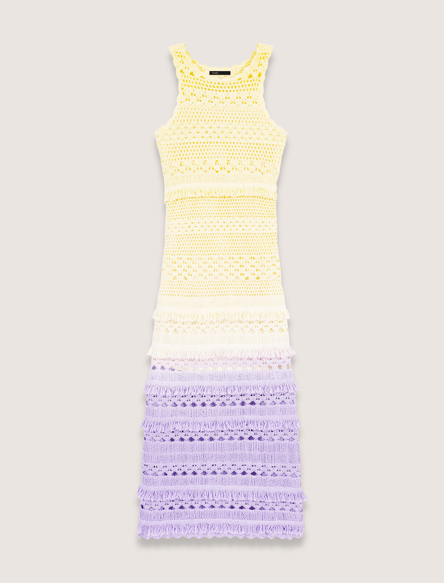 Crochet-knit maxi dress Yellow / Orange For Women | Maje