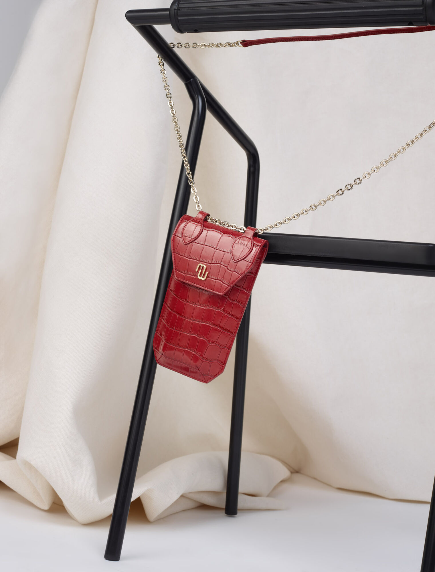 Croco embossed leather phone holder