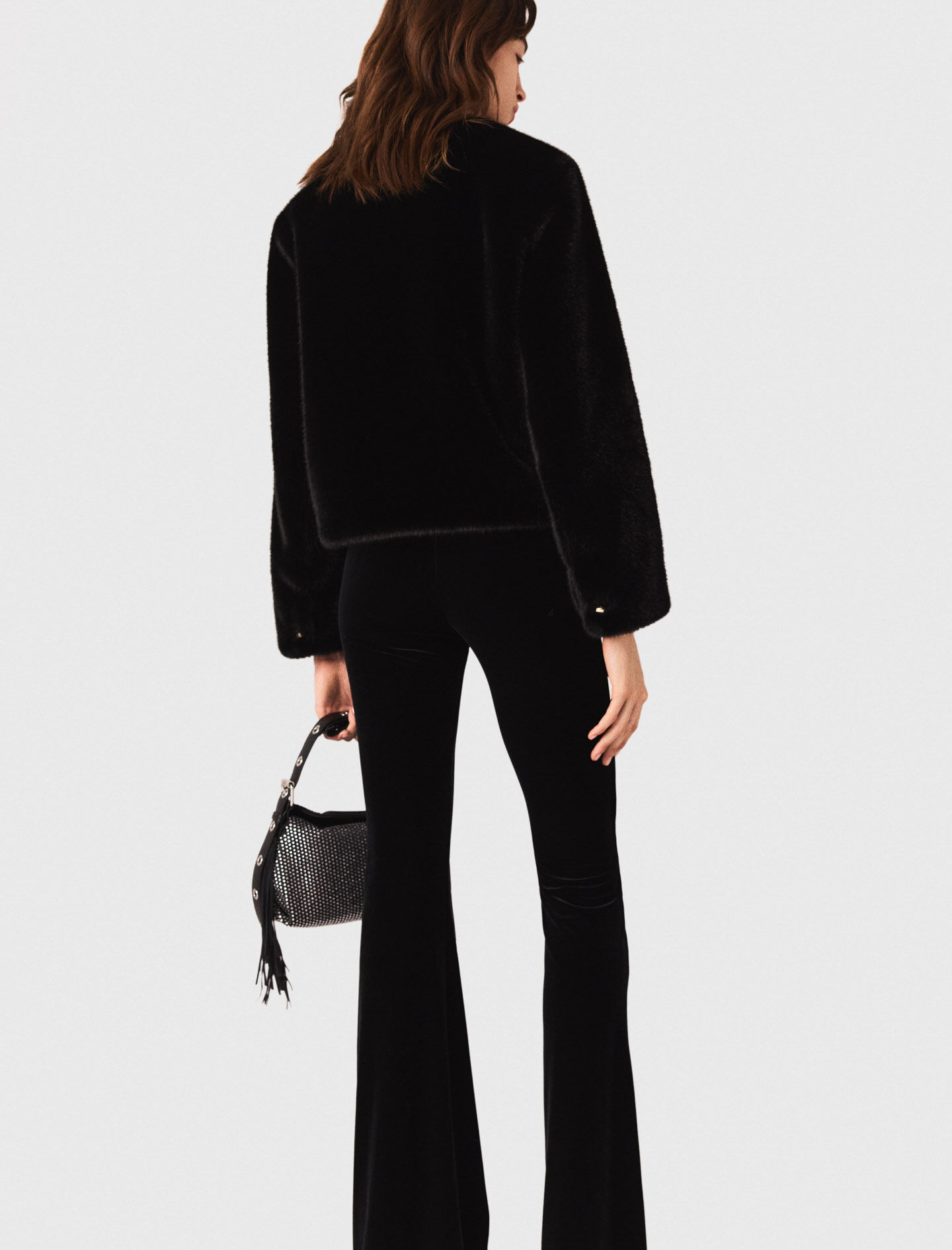 Stretch velour trousers Black / Gray For Women | Maje