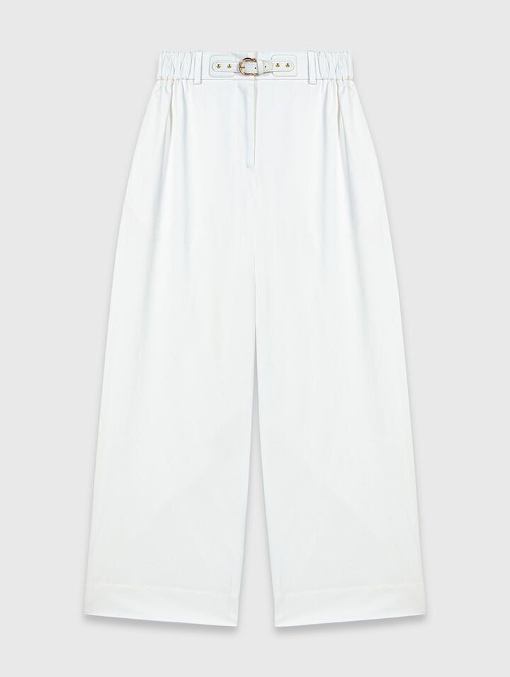 Wide-leg cotton trousers
