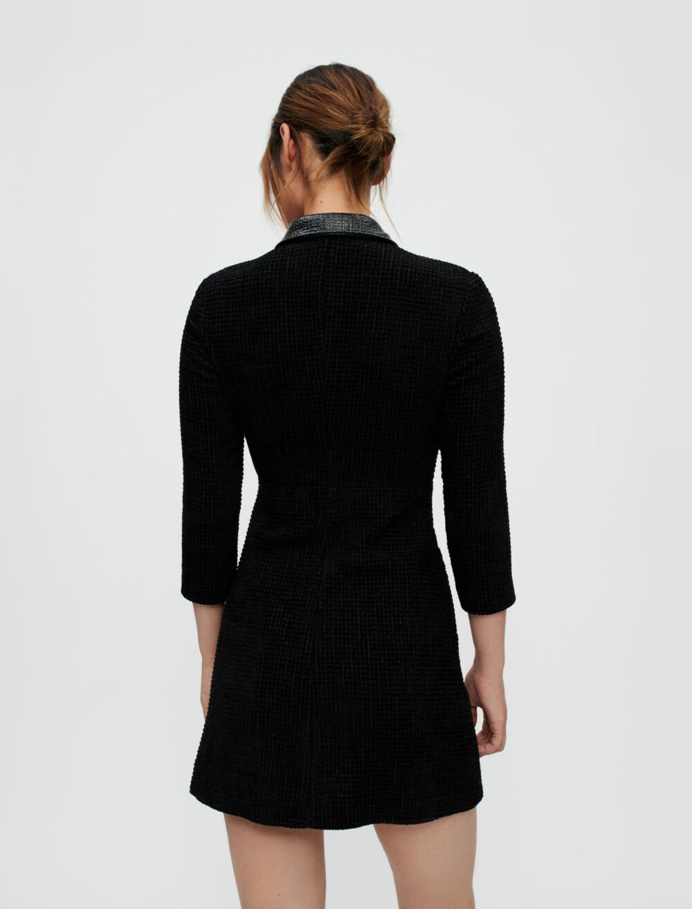 Velvet tweed and vinyl dress