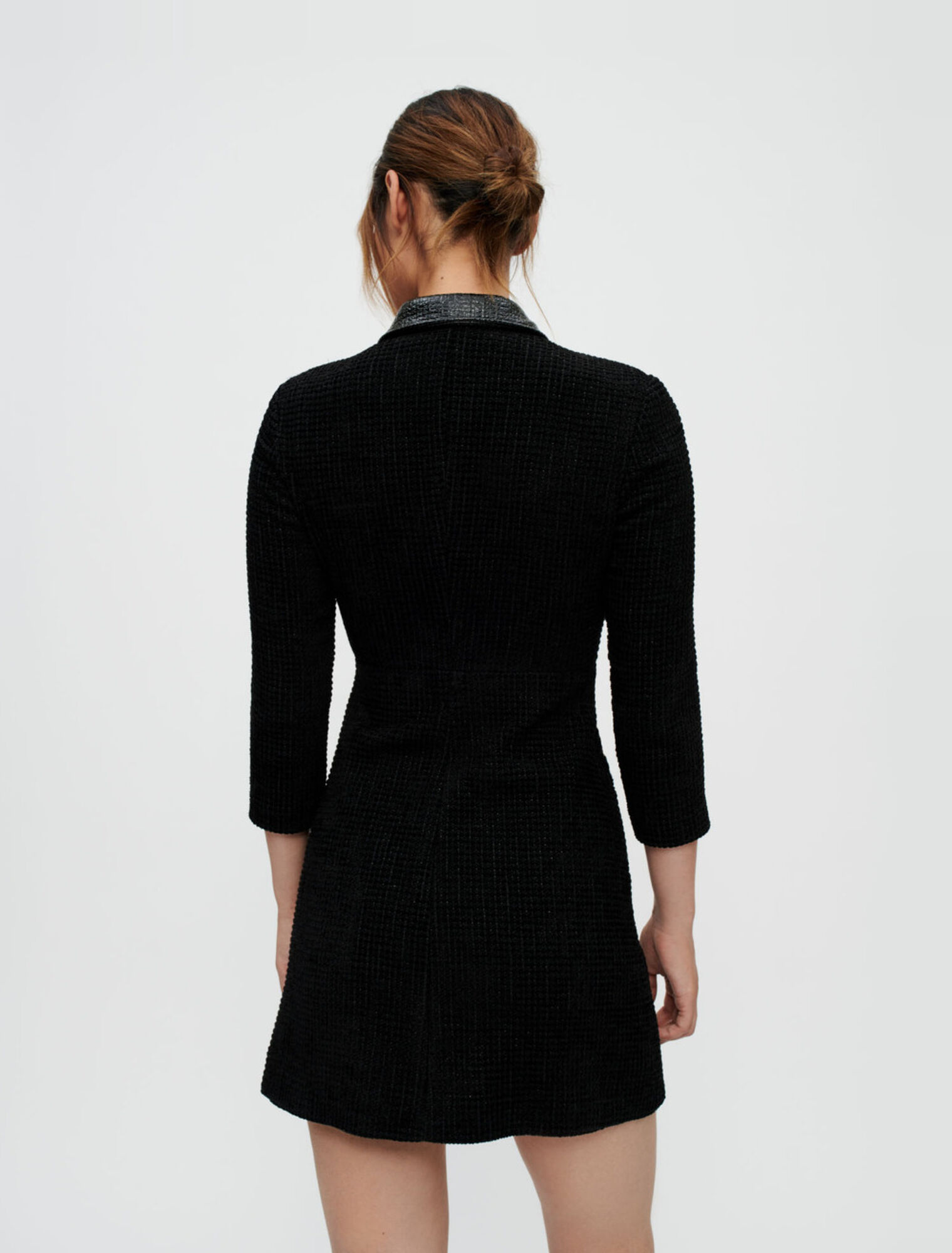 Velvet tweed and vinyl dress