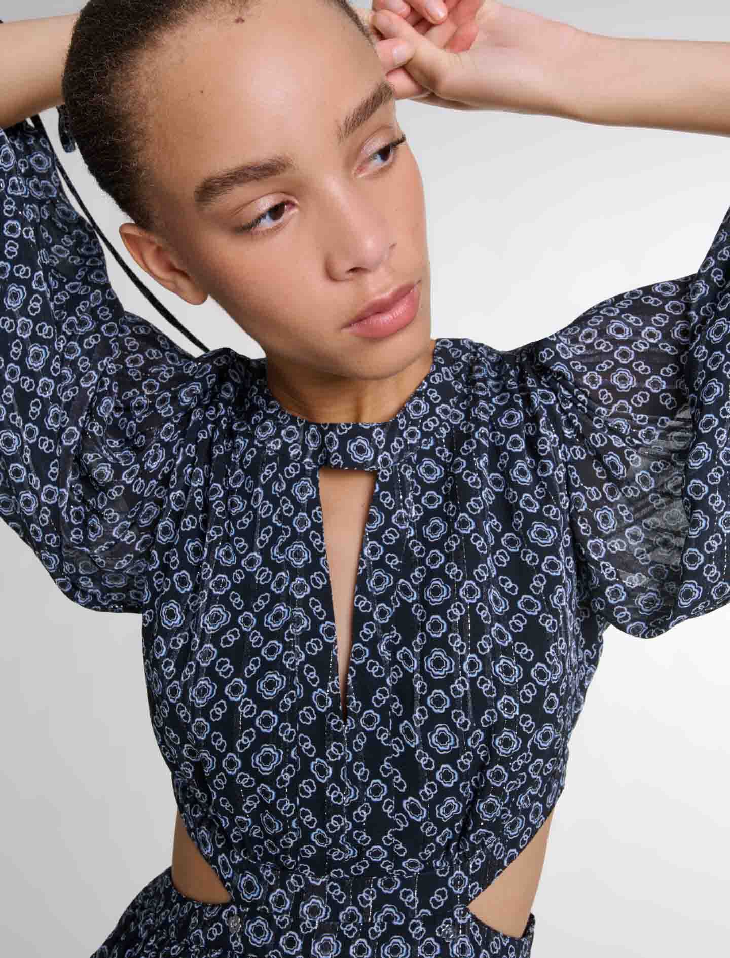 Short Clover motif dress Black / Gray For Women | Maje