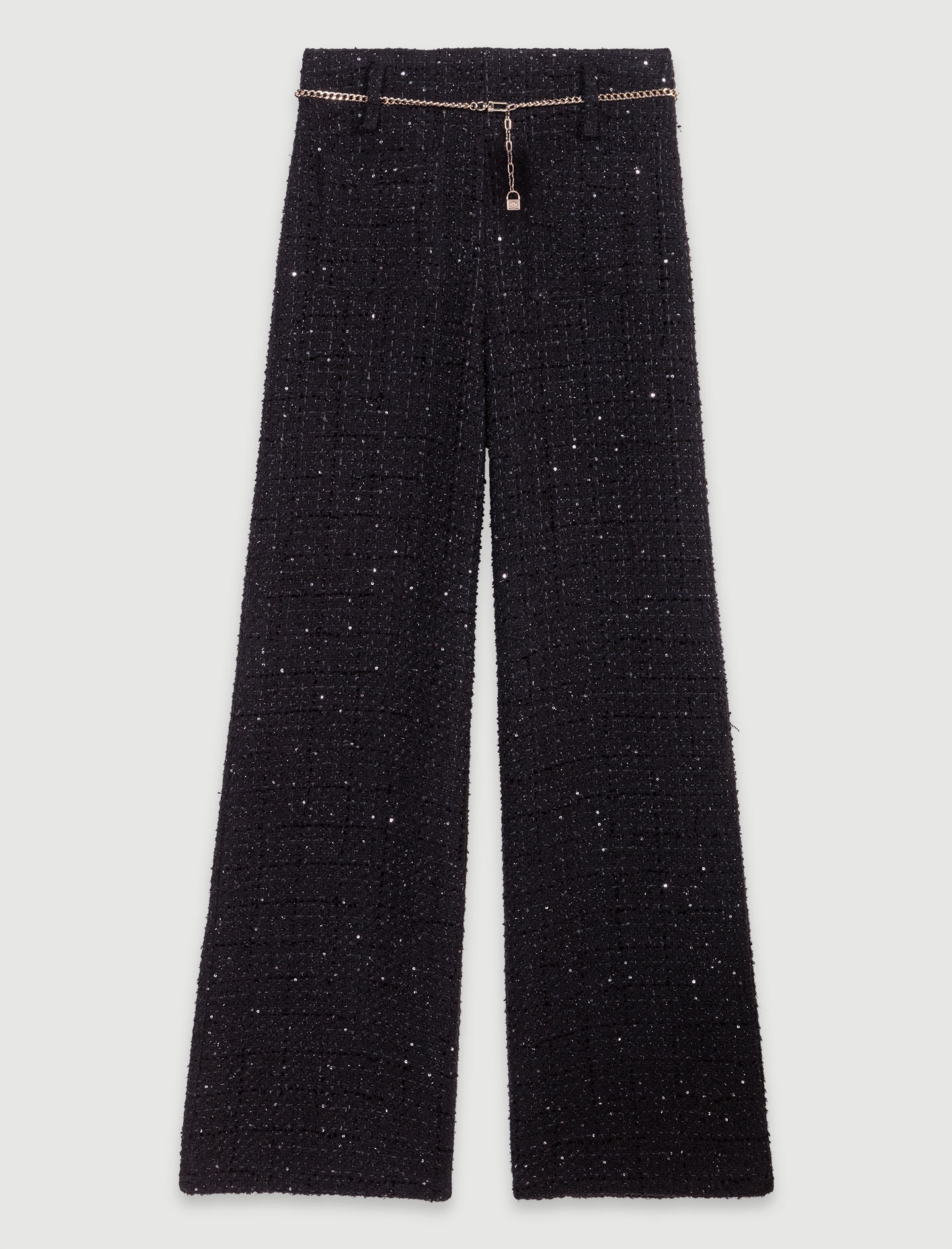 Sequinned tweed trousers Black / Gray For Women | Maje Sequinned tweed trousers Black / Gray For Women | Maje