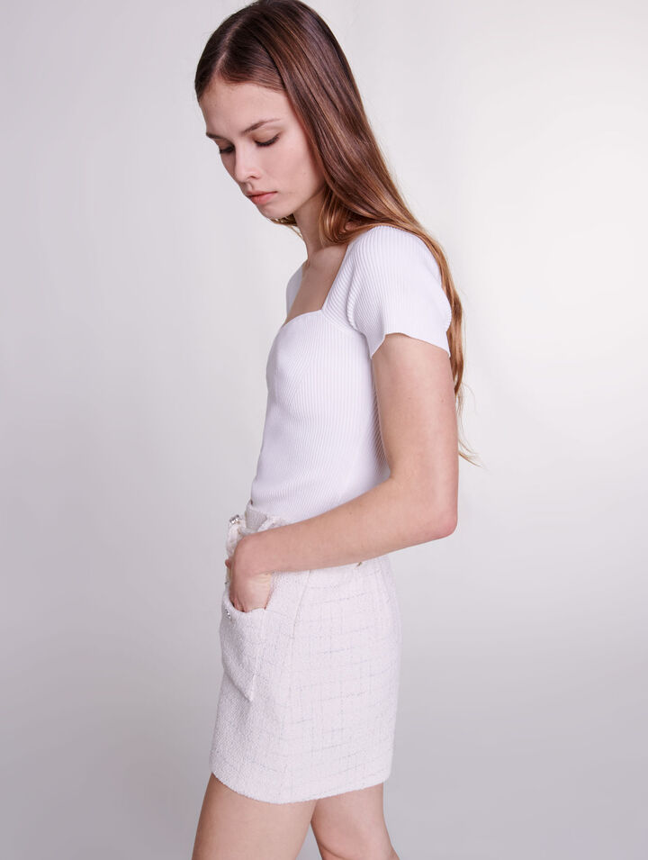 < M A D E > Lilac Sky Tweed Shorts main image 1