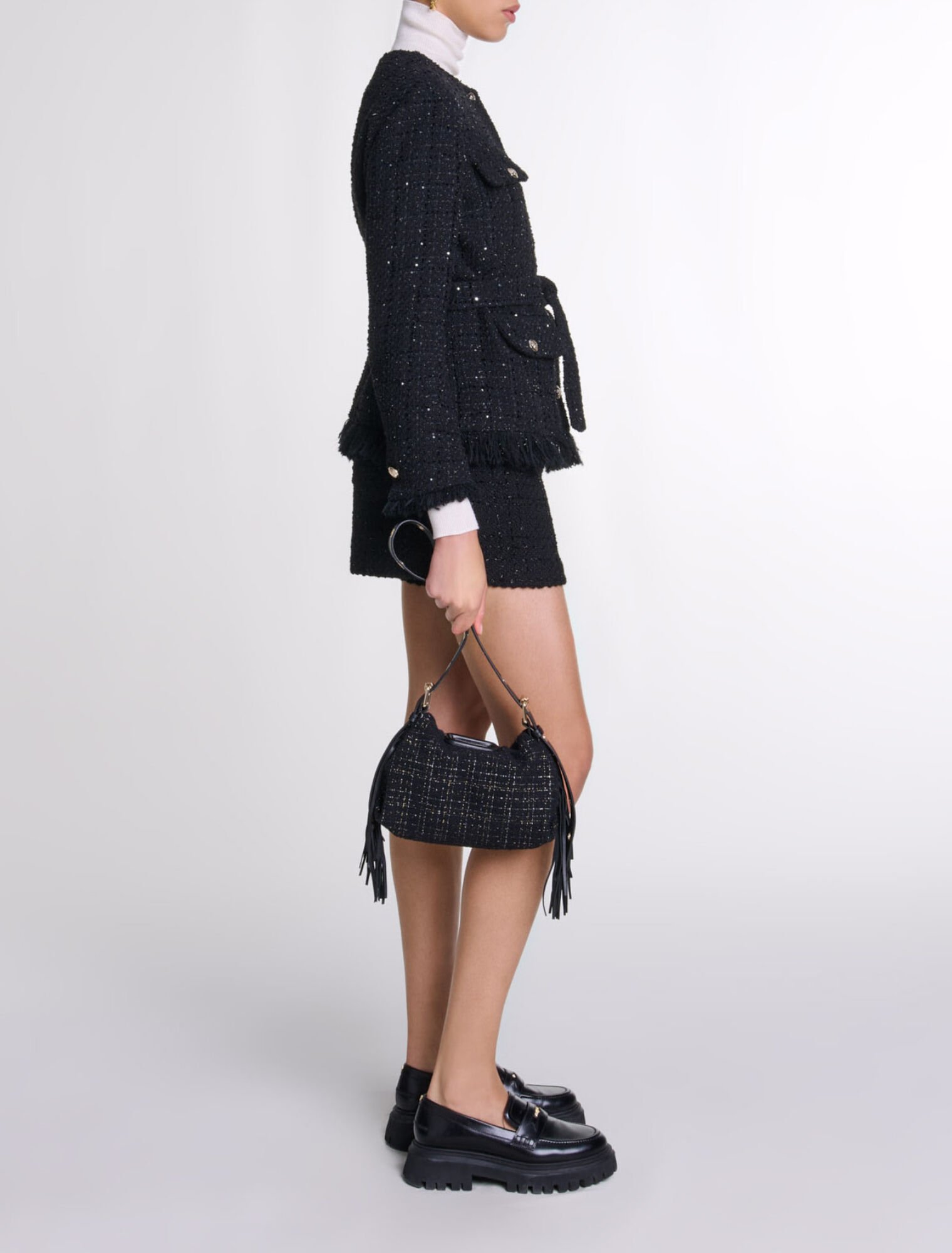 Sequinned tweed jacket