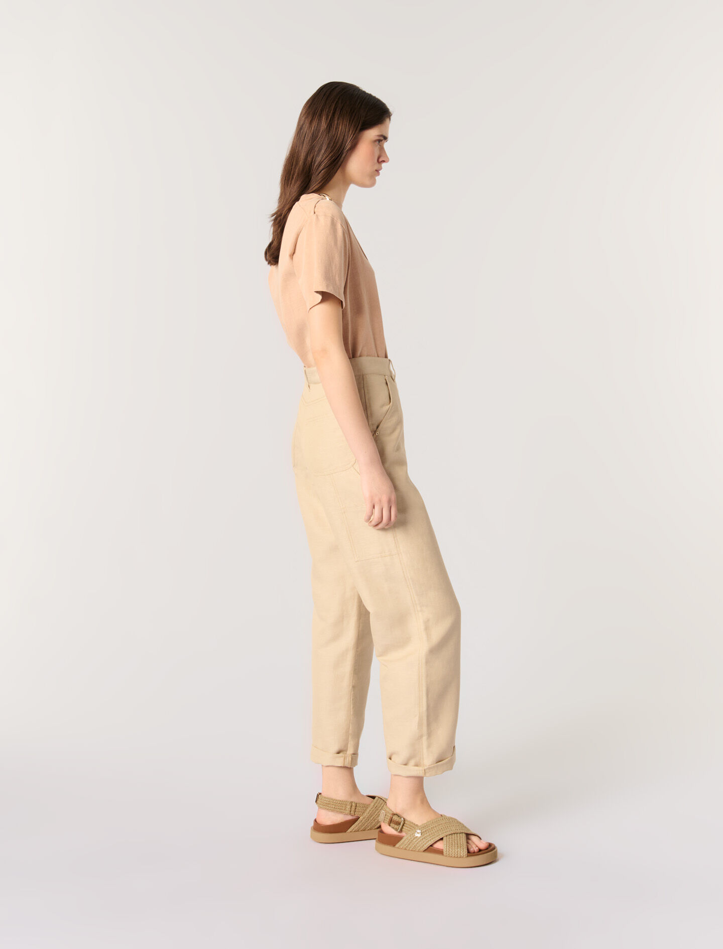 MAJE [マージ] Raffia Cross Flat Sandals Raffia-effect flat sandals Natural For Women | Maje