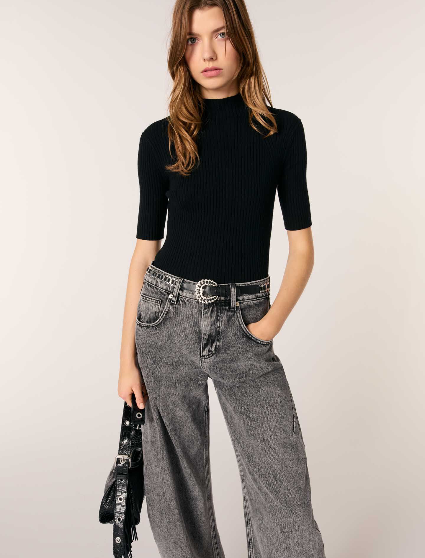 Rhinestone cardigan Black / Gray For Women | Maje