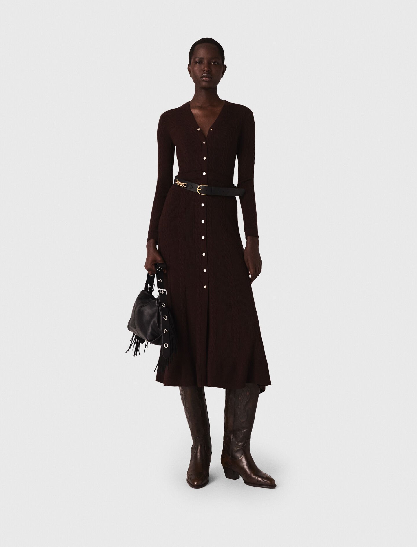 Embroidered satin dress