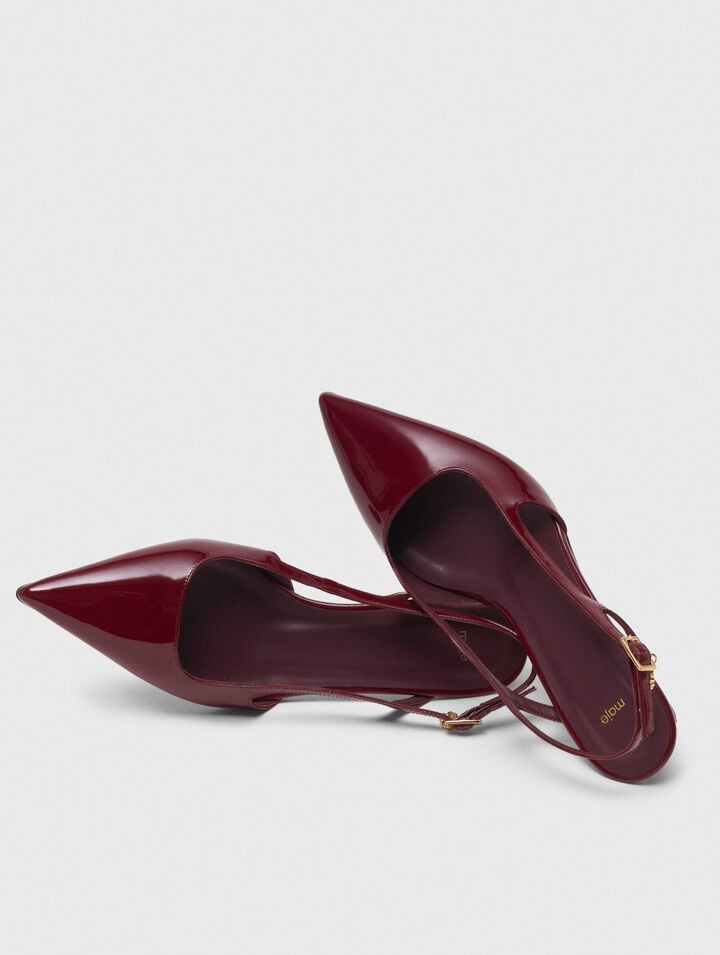 Patent leather slingback pumps