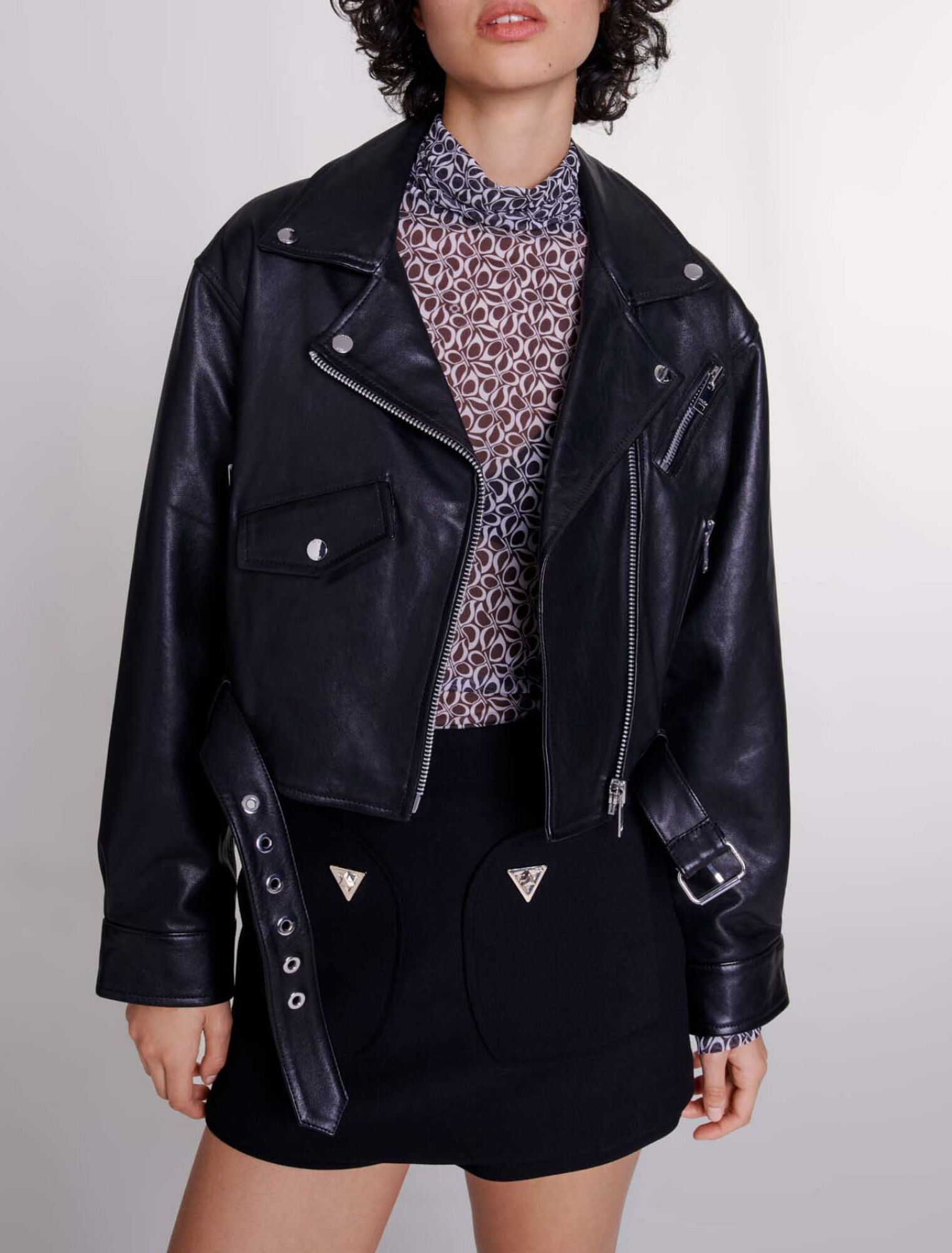 Cropped leather jacket