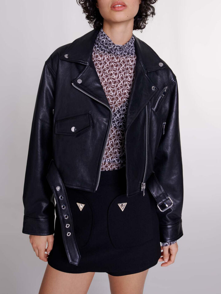 Cropped leather jacket