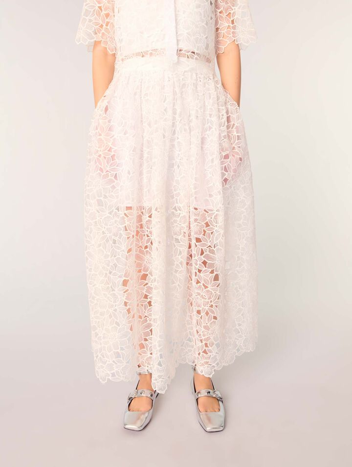 Floral lace maxi skirt