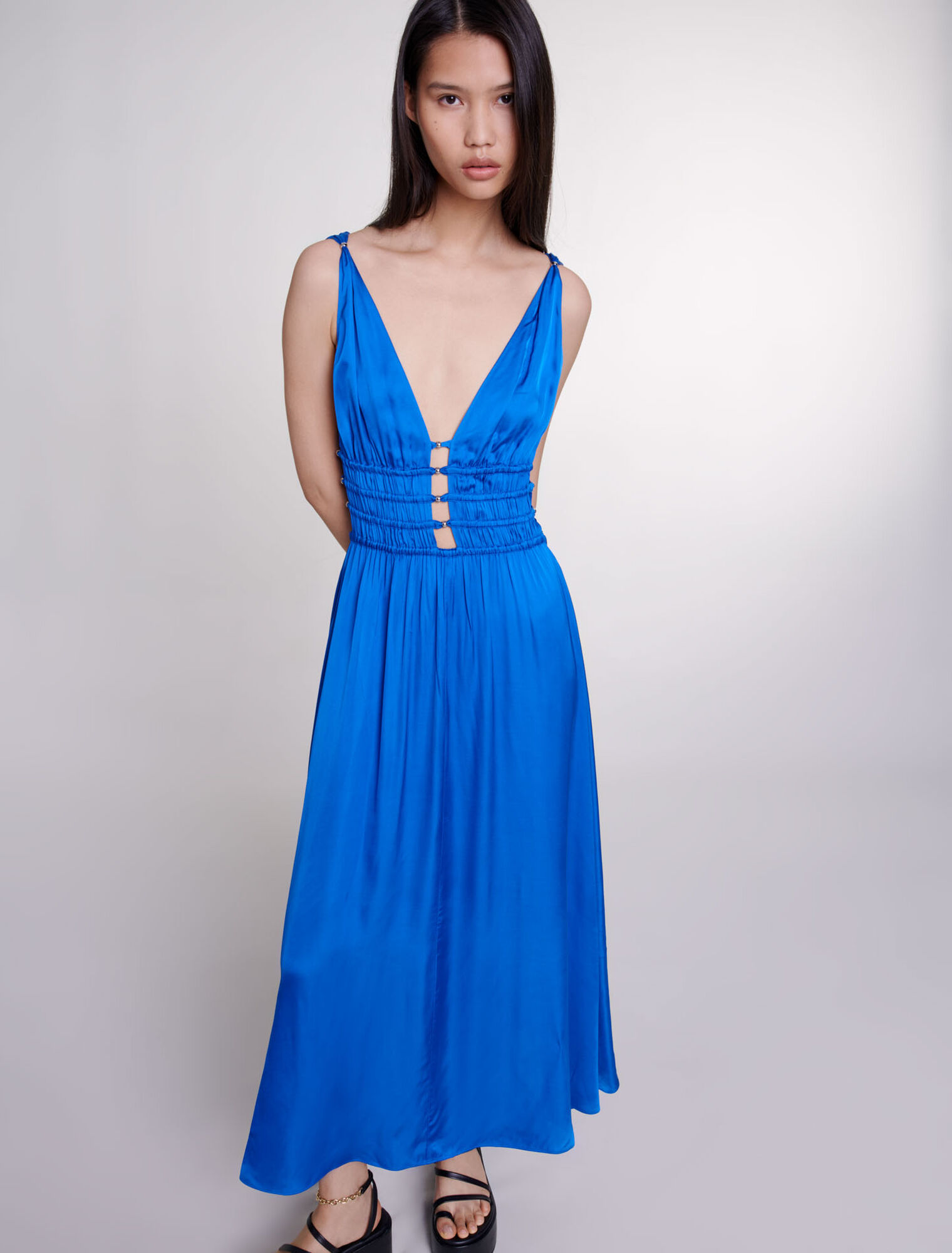 Openwork satin-effect dress
