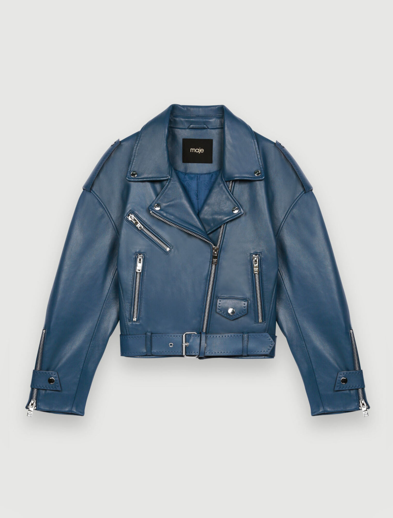 Leather biker-style jacket