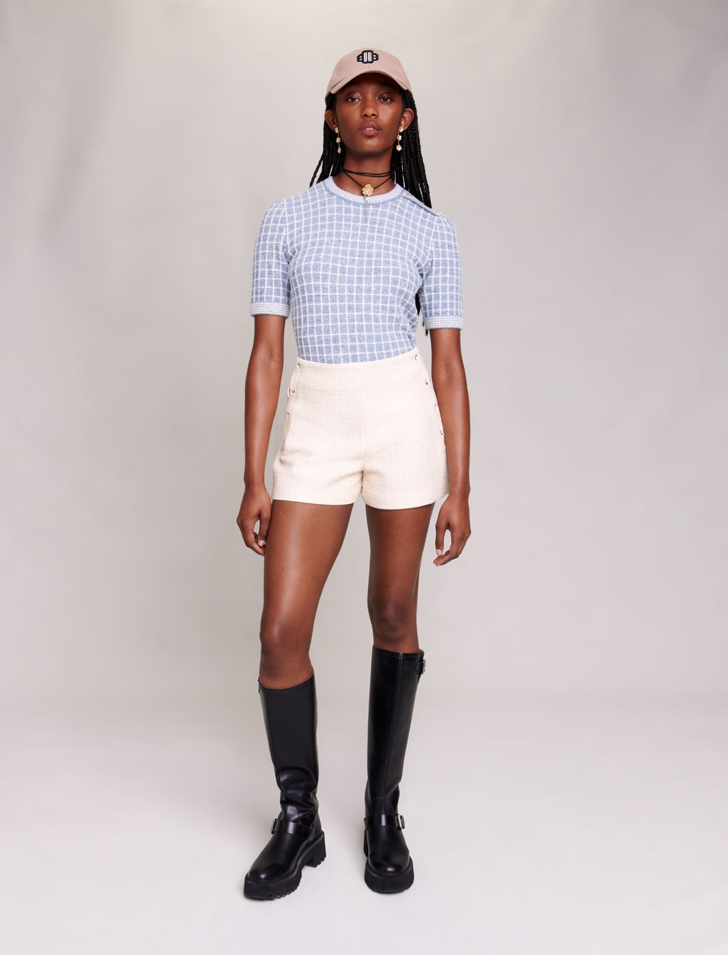 Saint Honoré cropped sweater Black / Gray For Women | Maje