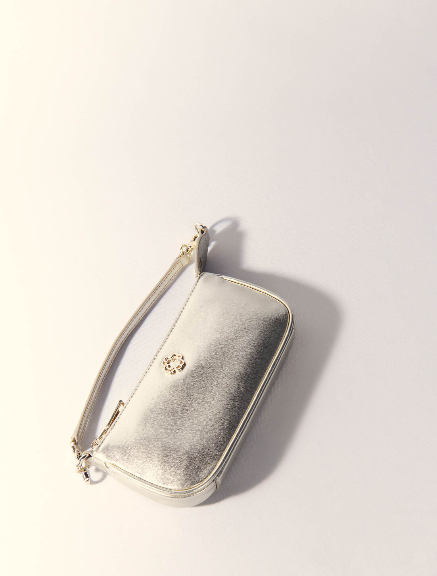 Metallic leather Sarah clutch bag