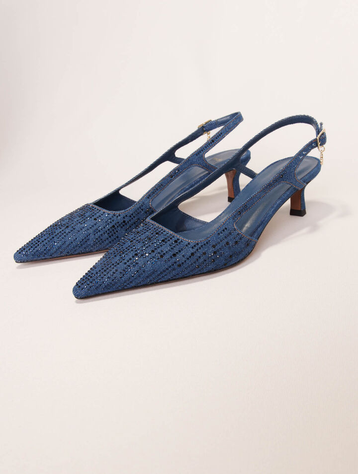 Slingback pump in rhinestone denim