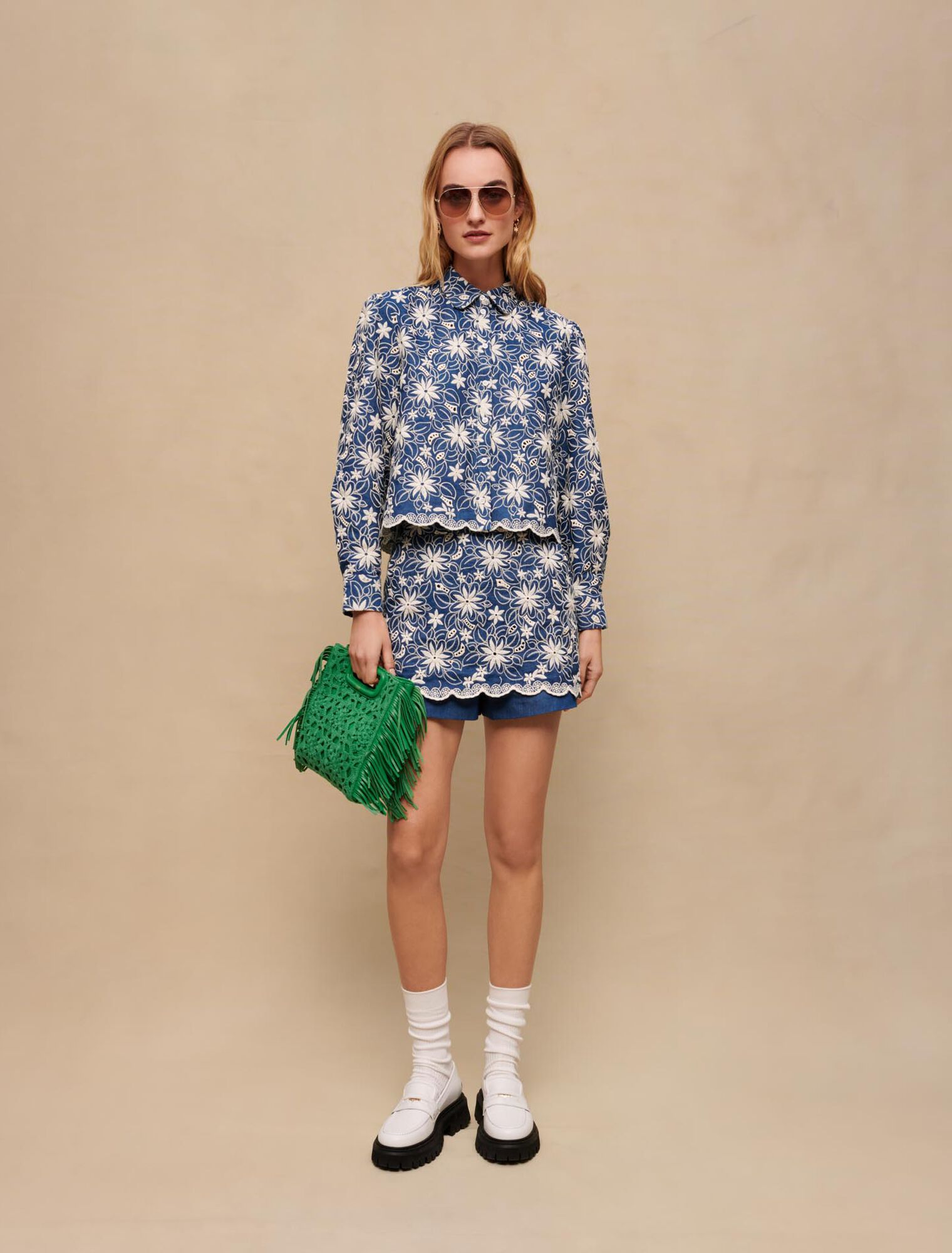 Embroidered cropped jacket