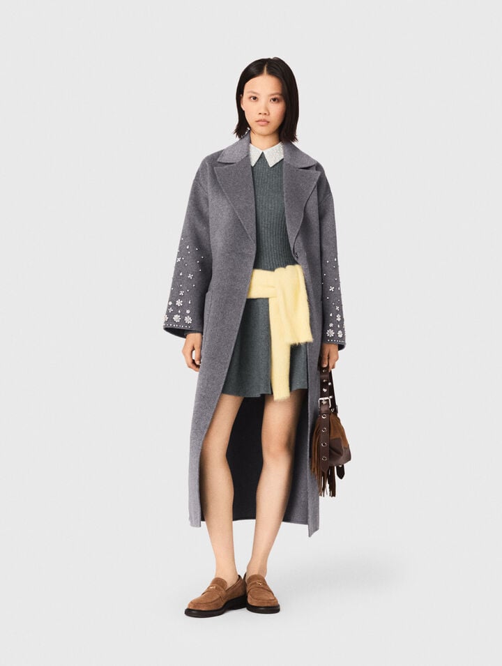 Long double-faced rhinestone coat