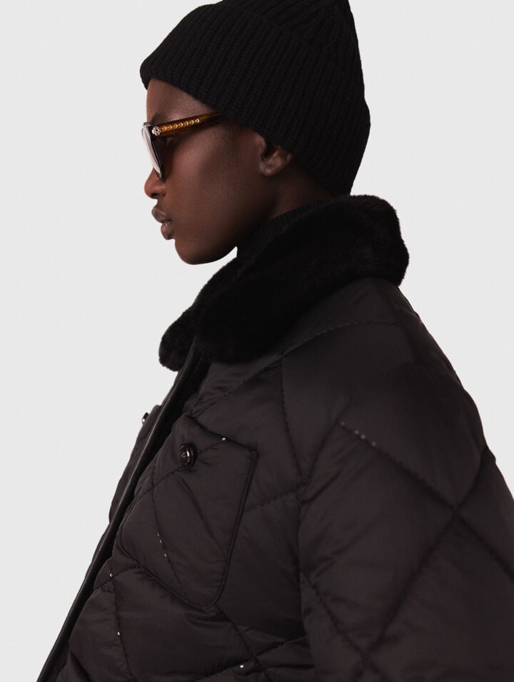 Reversible sequin puffer jacket