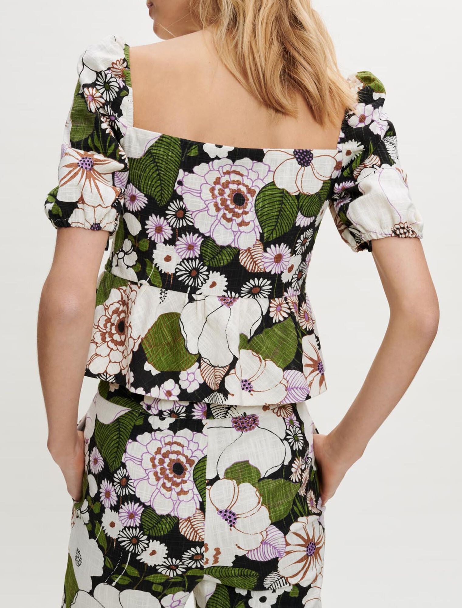 70's floral print top