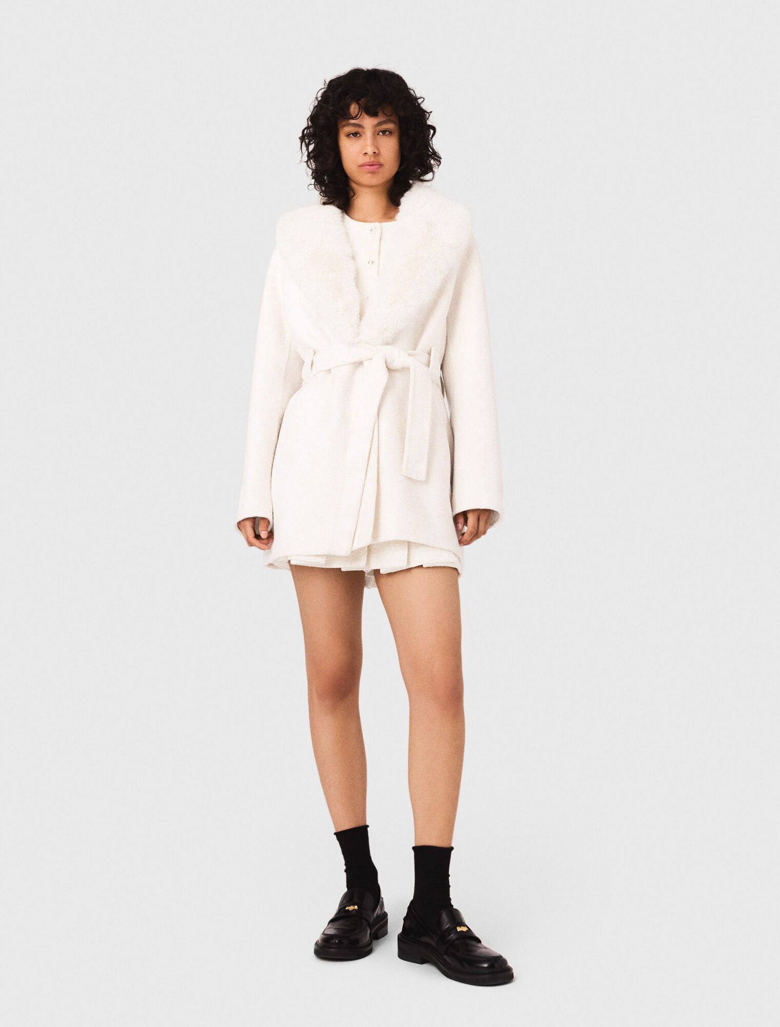 Belted short coat