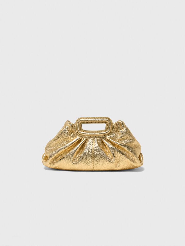 Mini metallic leather clutch