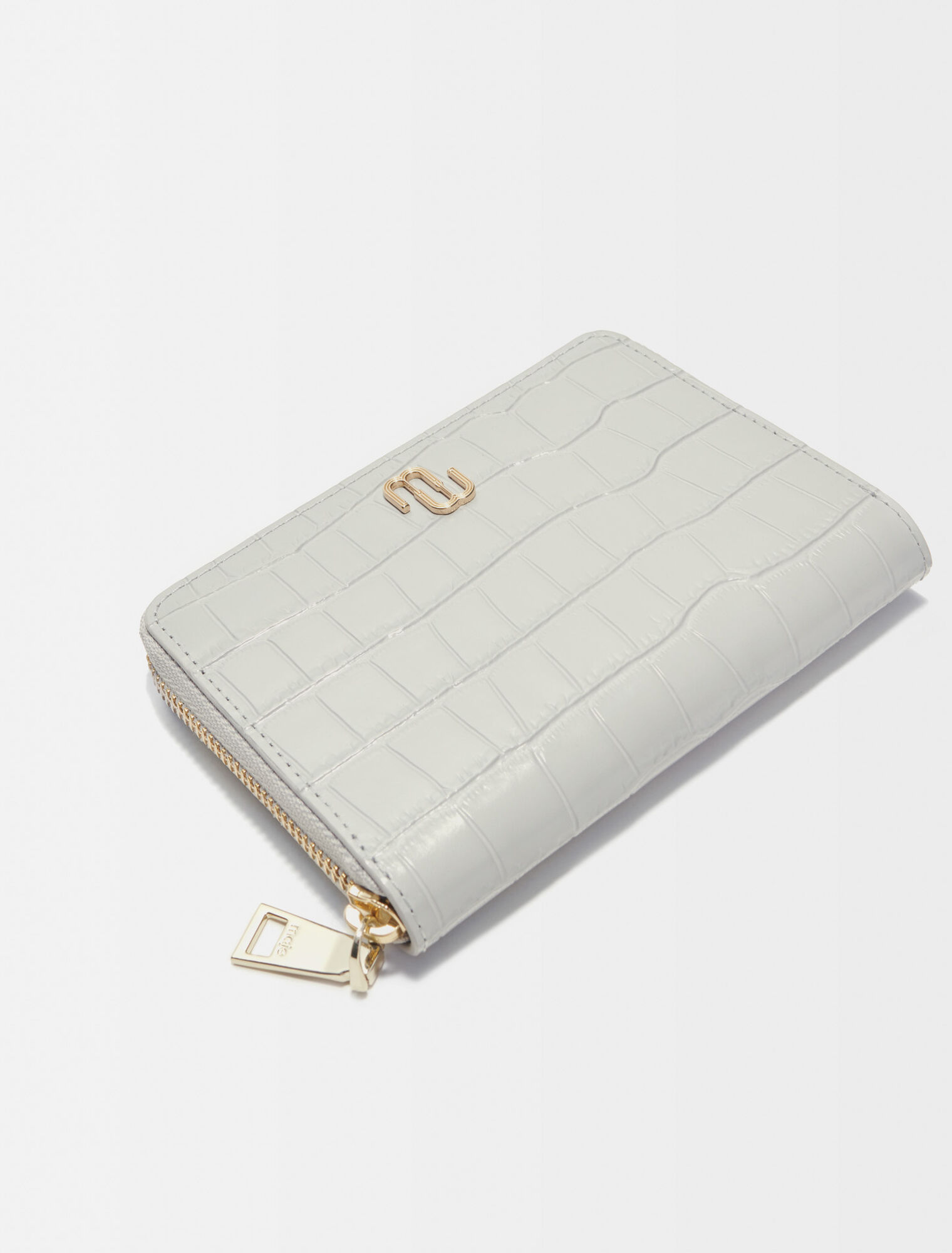 Croc-effect embossed leather wallet