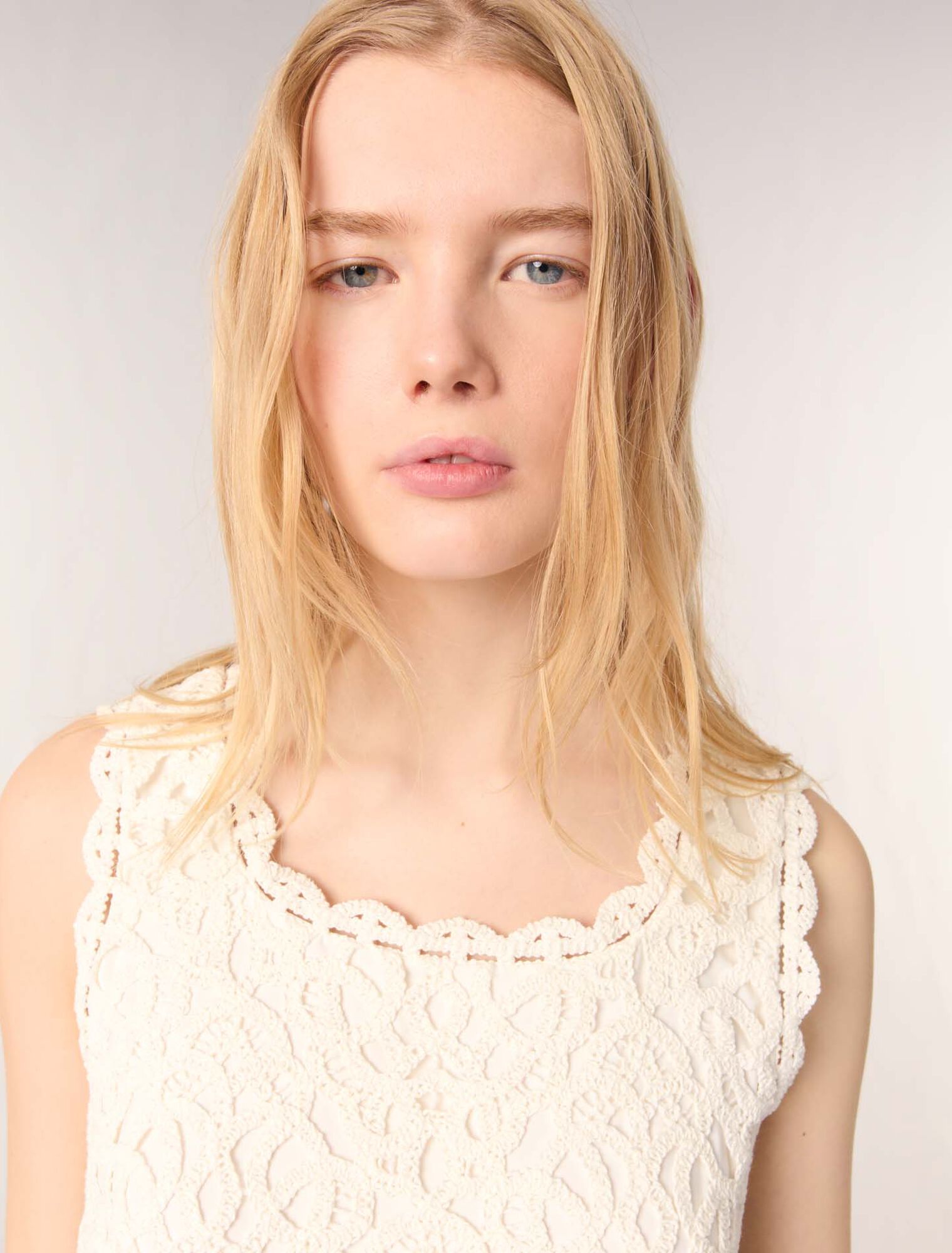 Crochet-knit sleeveless top