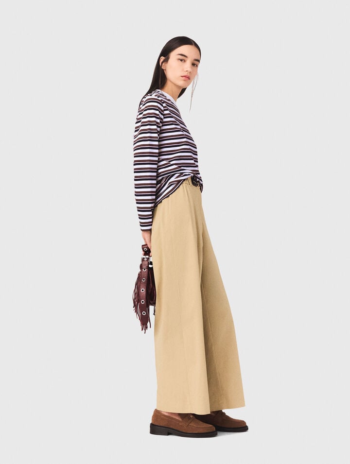 Wide-leg cotton pants