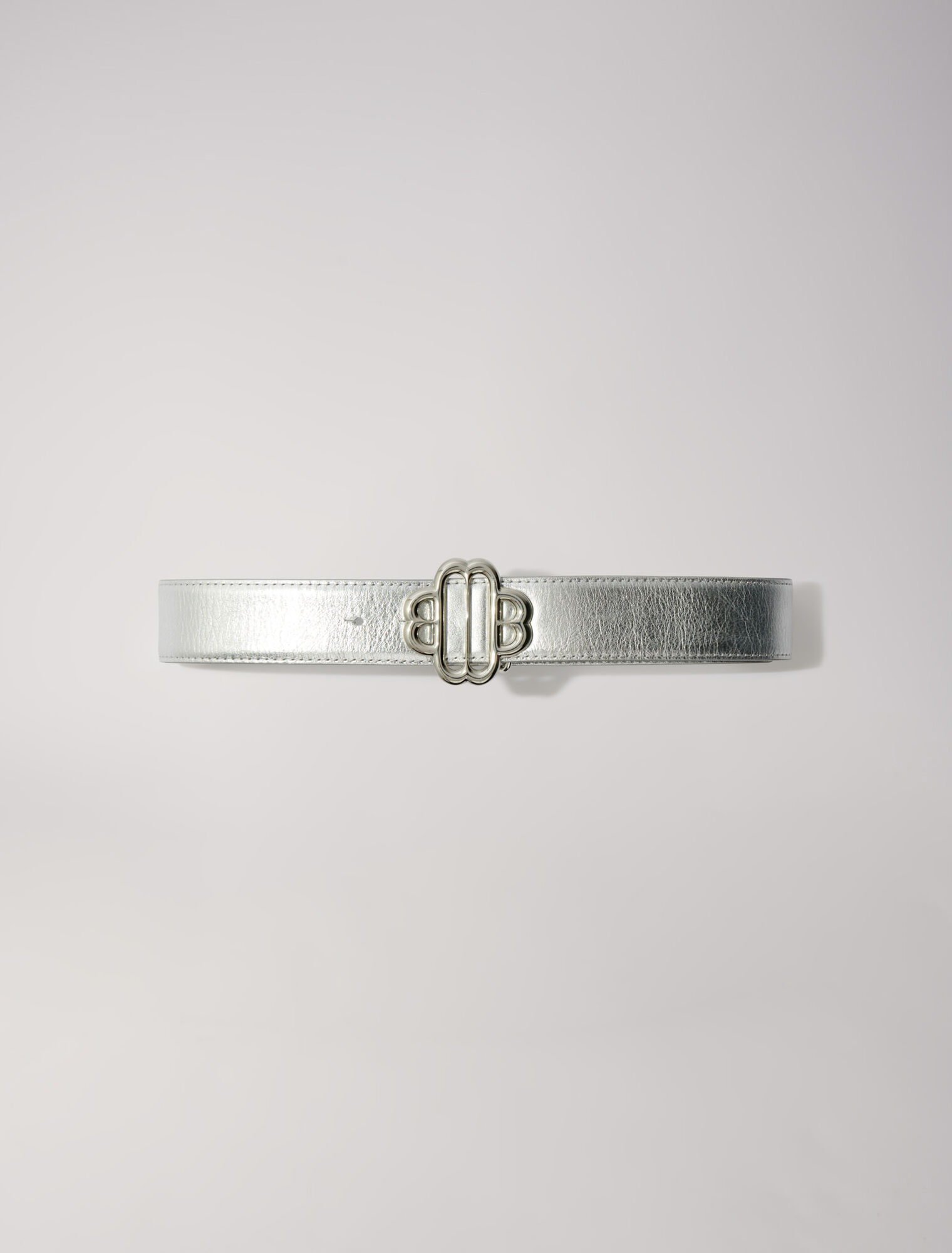 Clover belt in metallic leather