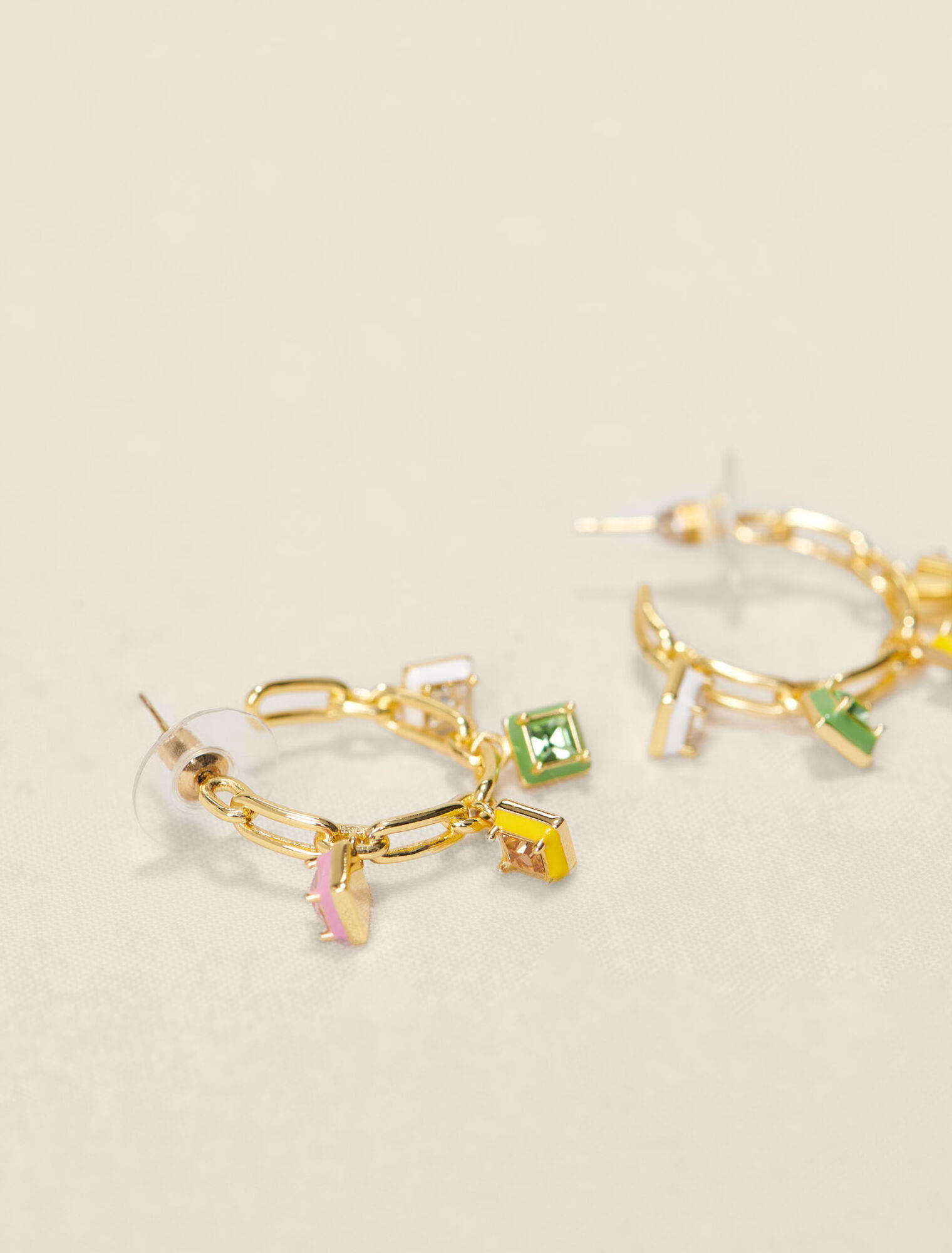 Hoops with rhinestones and enamel