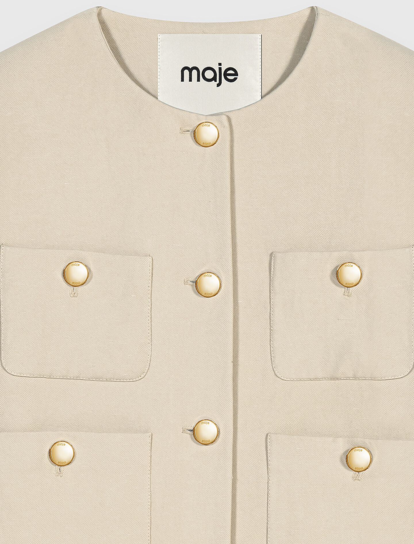 Short linen blend jacket Natural For Women | Maje