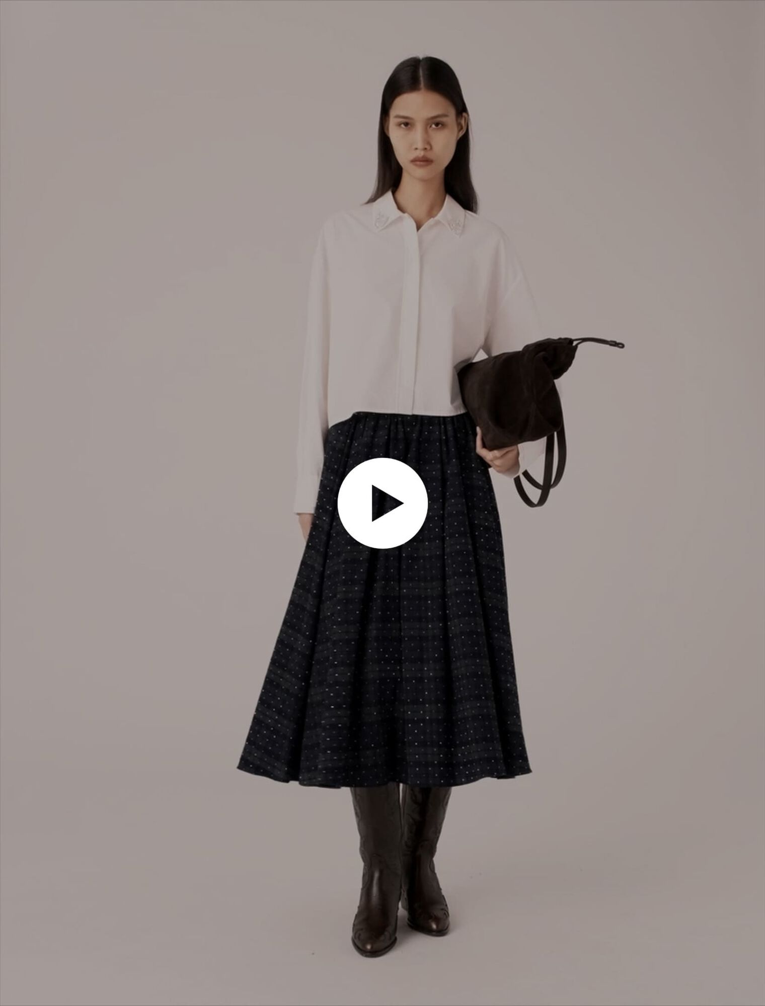 Check skirt with rhinestones