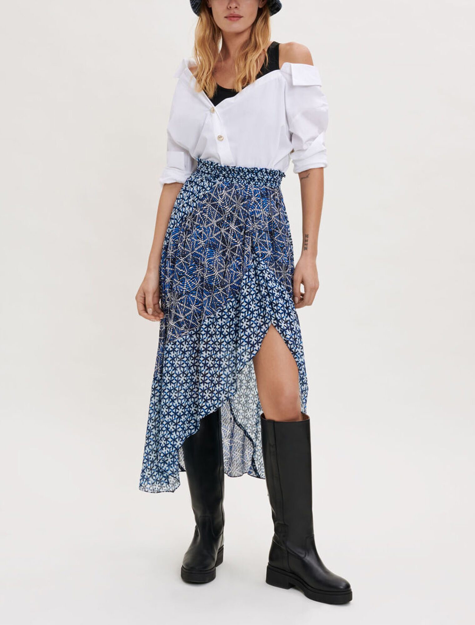 Printed viscose elasticated skirt