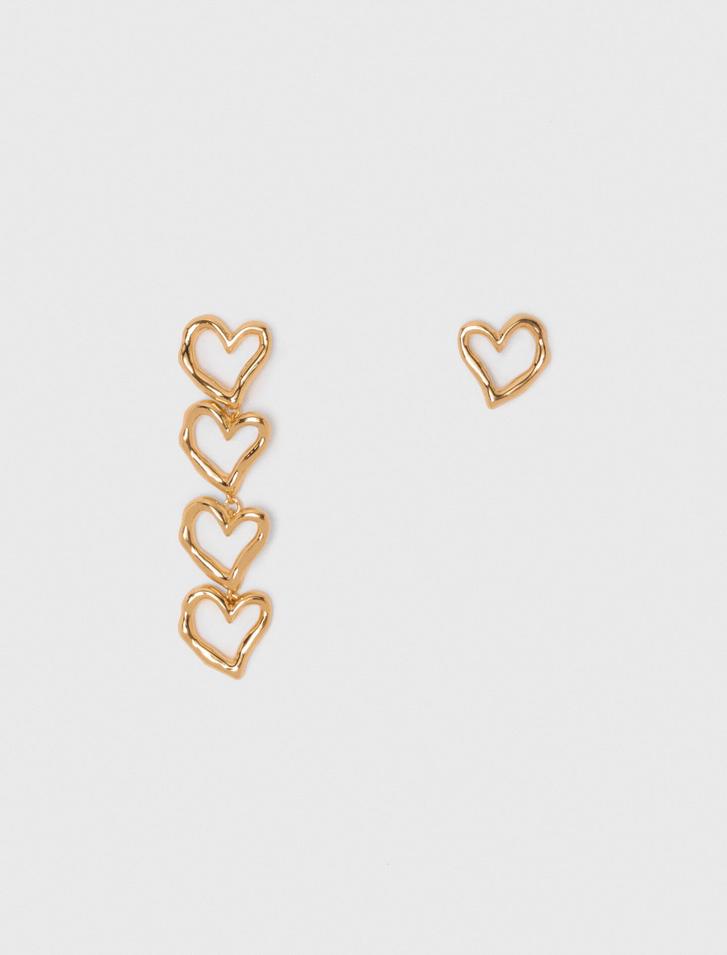 Double gold-plated heart ring Denim - Jeans For Women | Maje