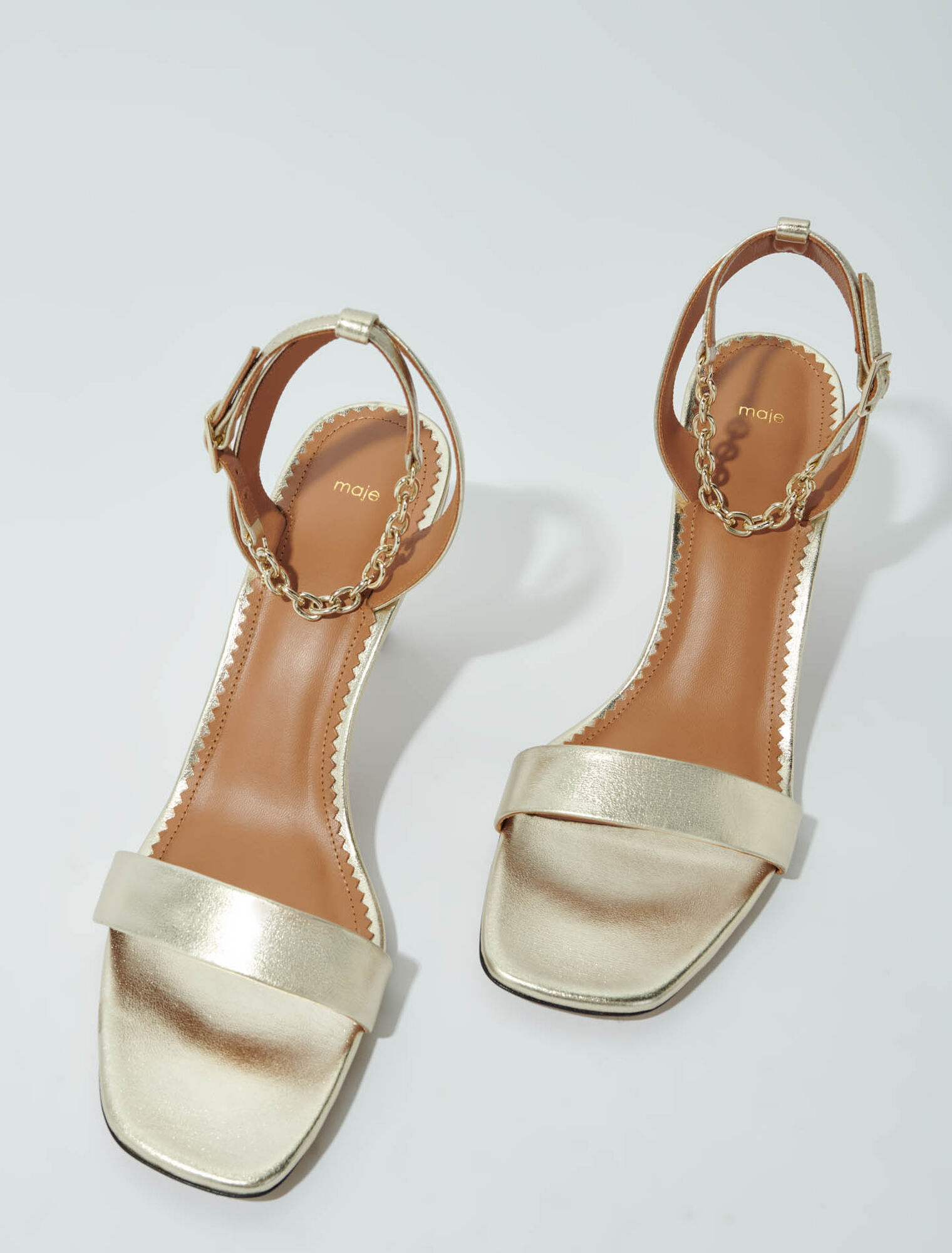 Gold metallic leather sandals