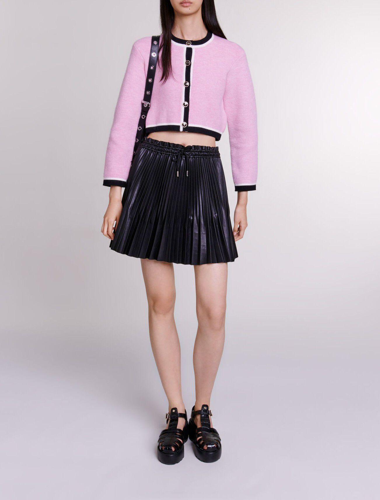 Cropped knit cardigan