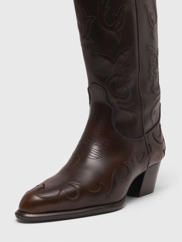 Leather cowboy boots