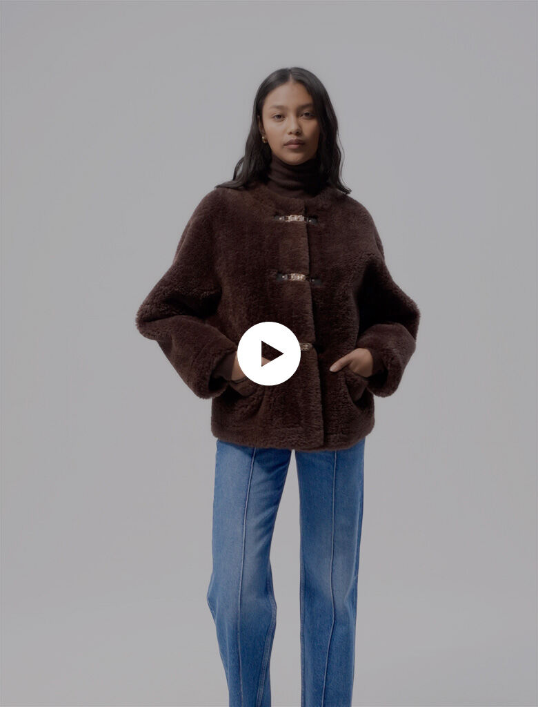 Maje Gictory Faux Fur Coat Brown