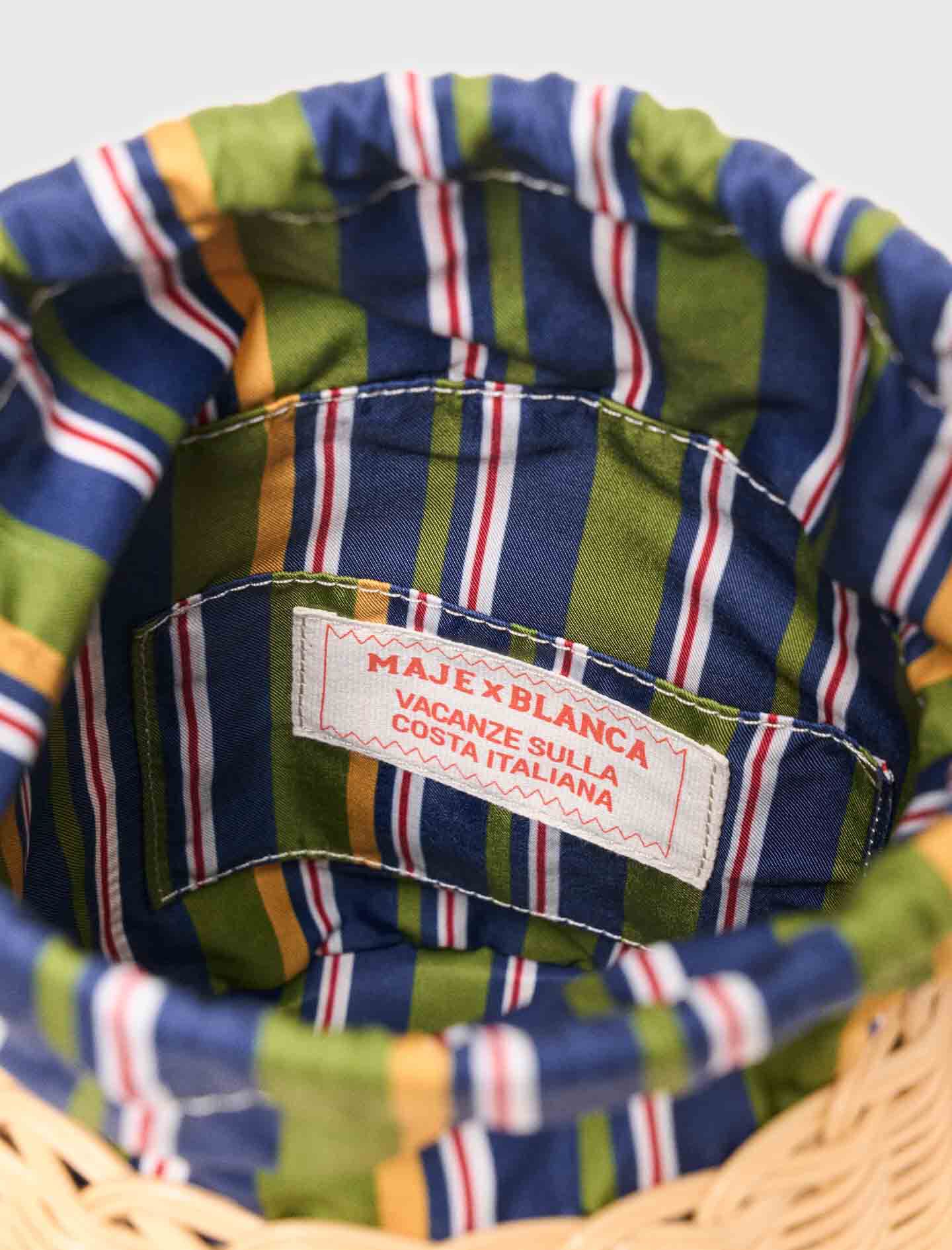 【magi】 Wicker basket with printed pouch Natural For Women | Maje