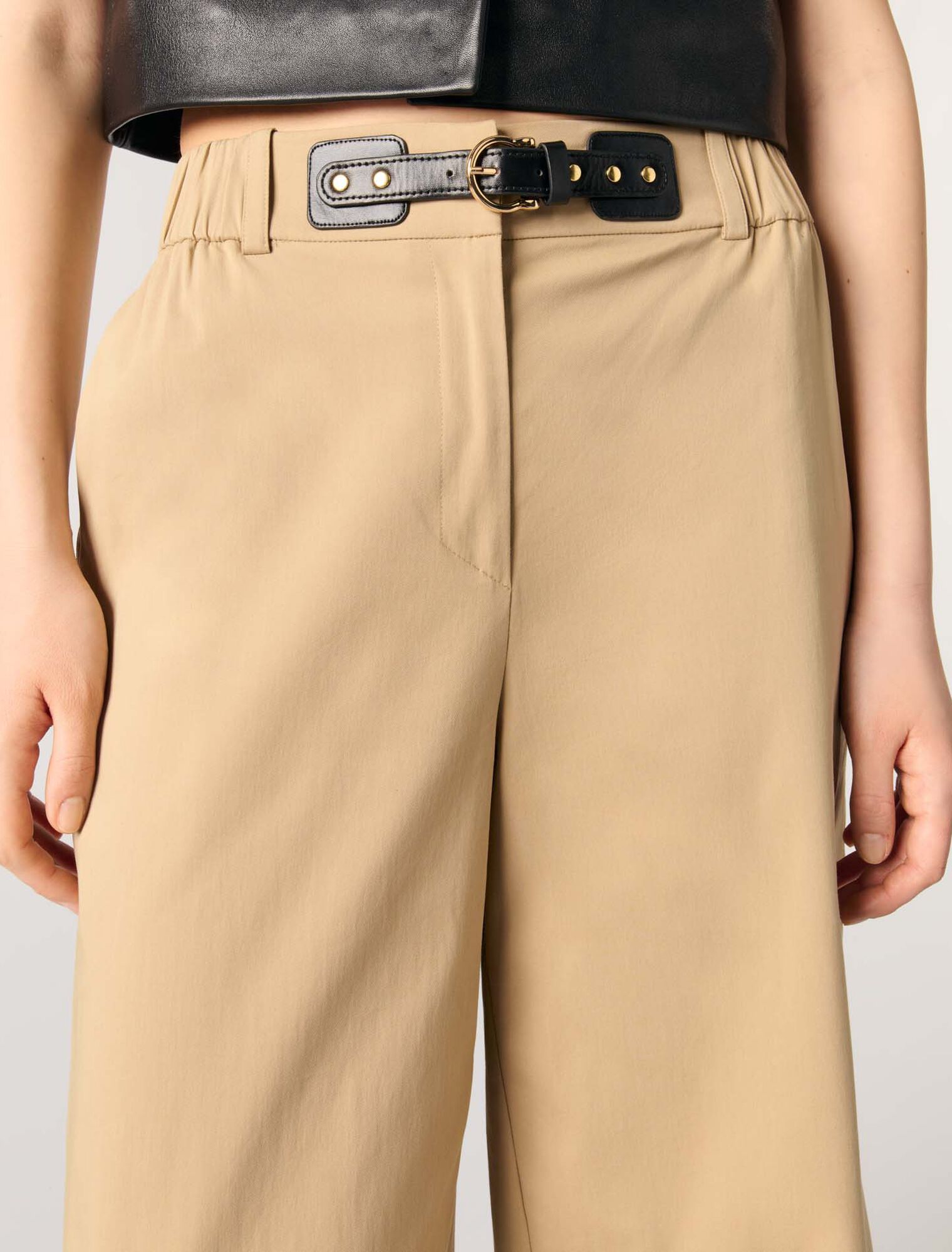 Wide-leg cotton pants
