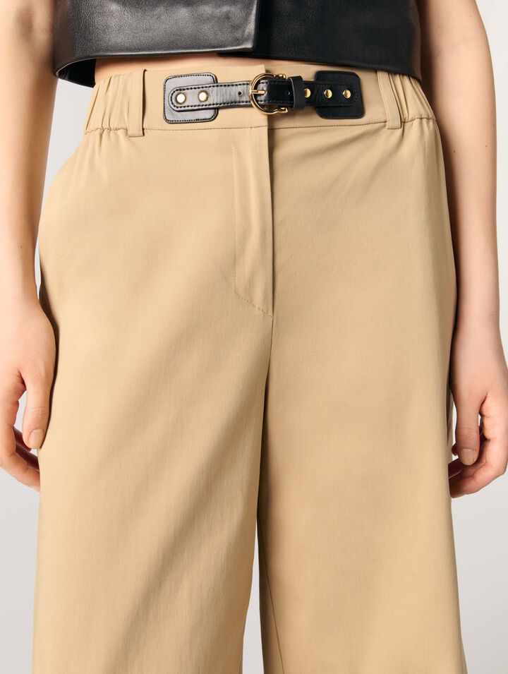 Wide-leg cotton pants