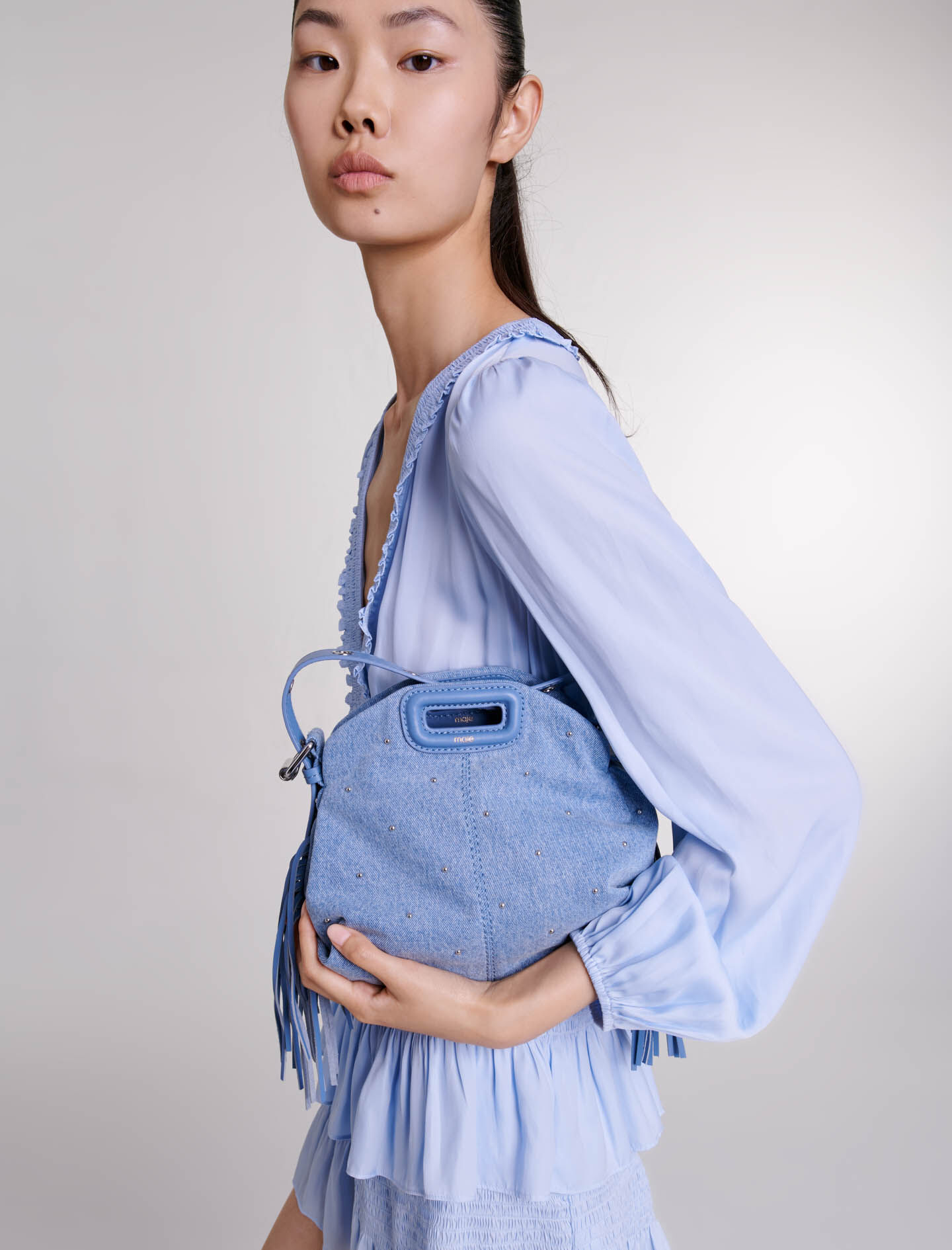 Blue ruffled dress Blue For Women | Maje