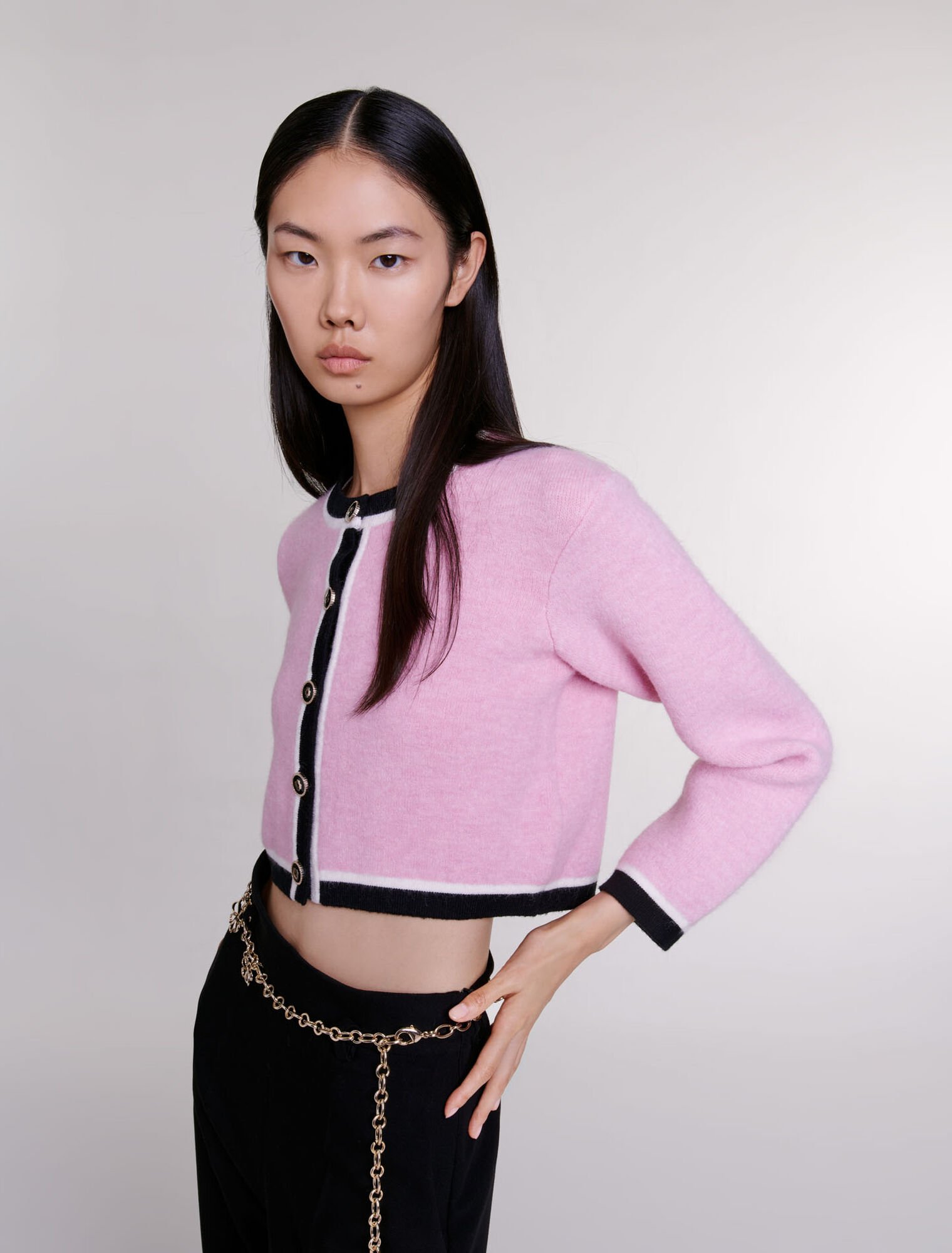 Cropped knit cardigan