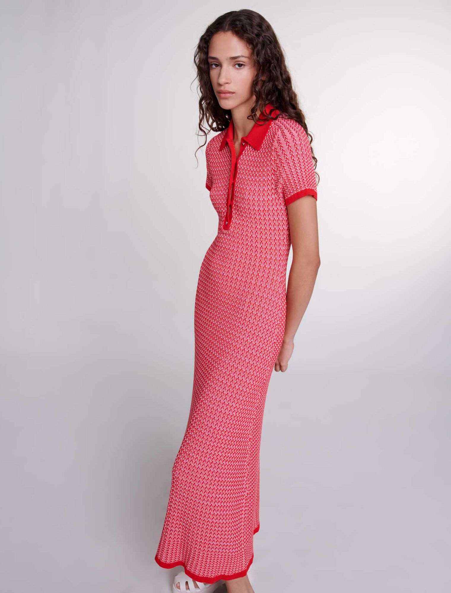 Herringbone knit maxi dress