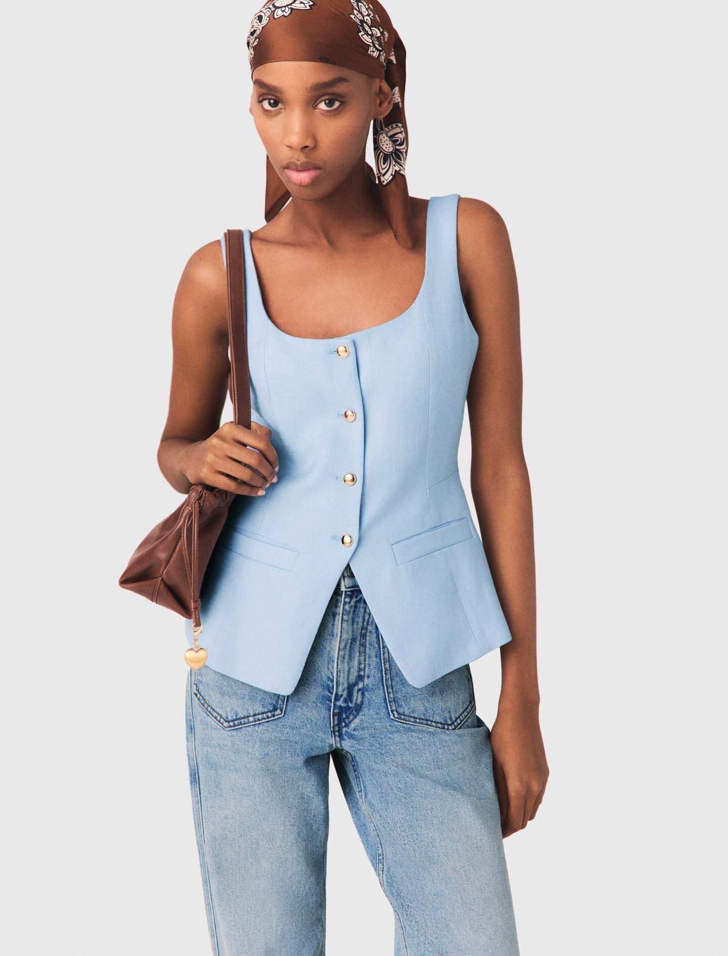 Long tailored jacket Blue For Women | Maje